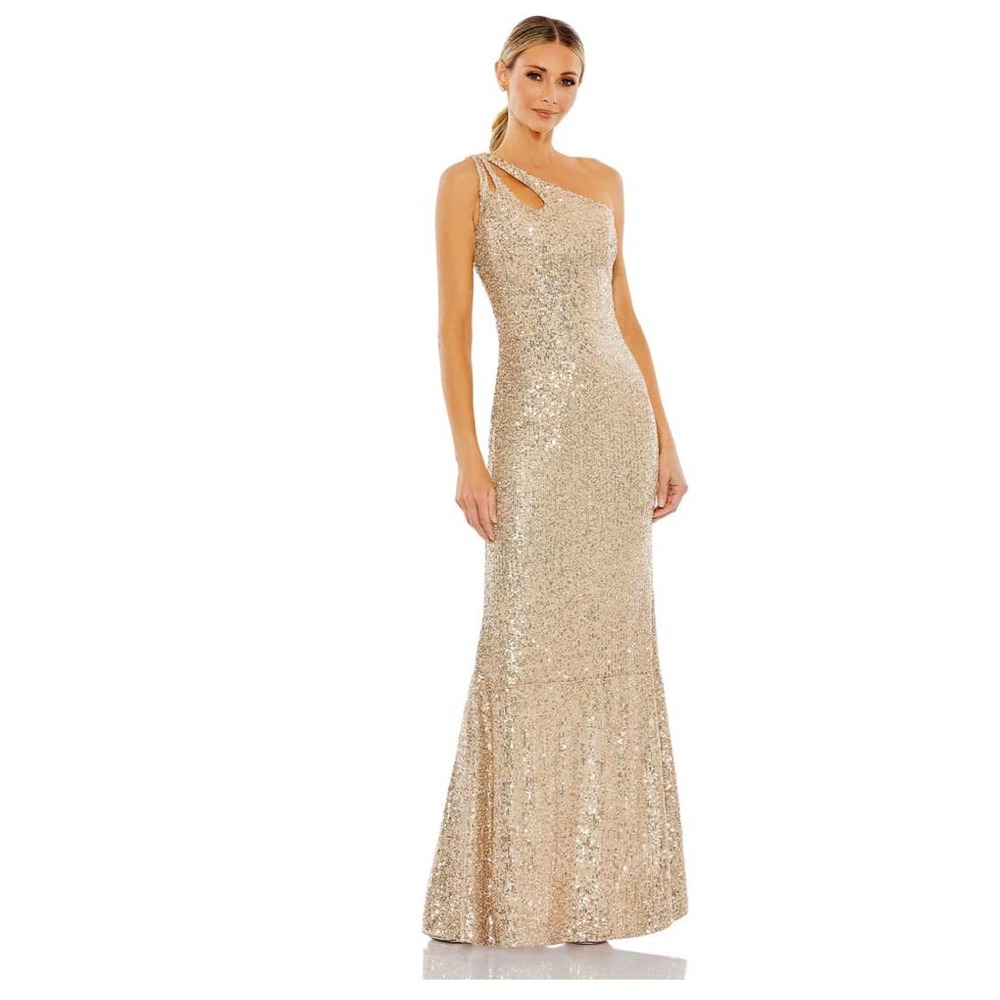 NWOT Mac Duggal Strapy One Shoulder Column Gown Size 16